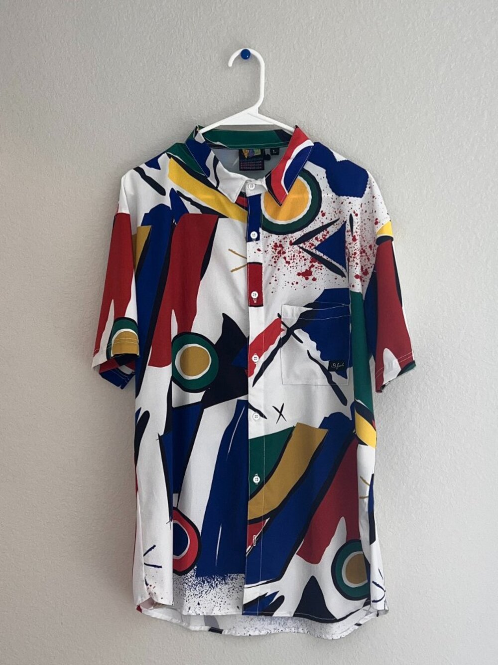 B Fresh Abstract Geometric Button-Up Shirt Dress Multicolor Size L